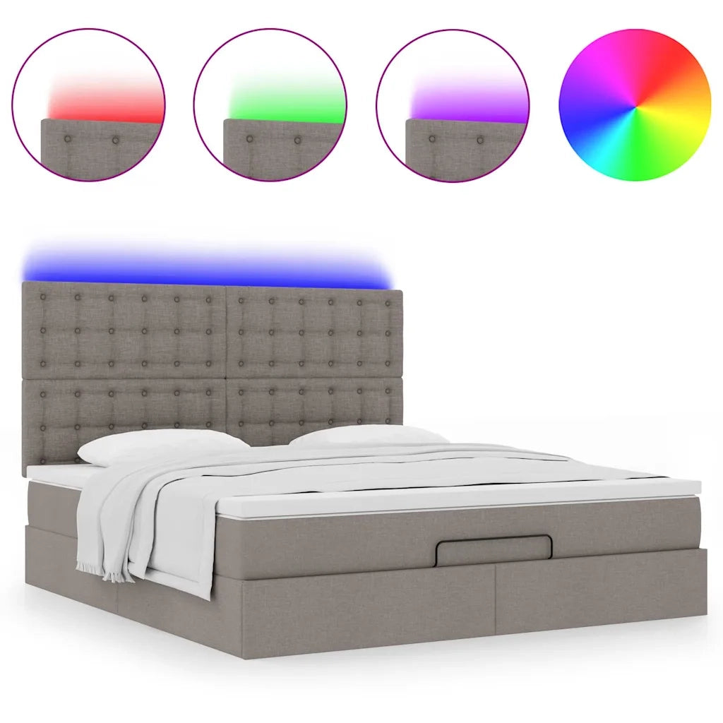 Struttura Letto Pouf con Materasso Tortora 160x200cm in Tessuto 3314187