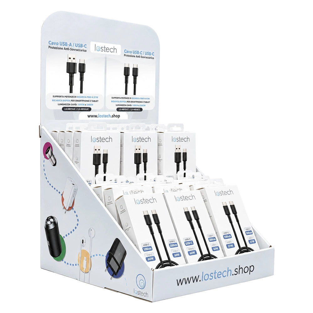 ESPOSITORE DA BANCO PER CAVI USB 'LS-ESC02B' 32 pz - completo  - LOSTECH