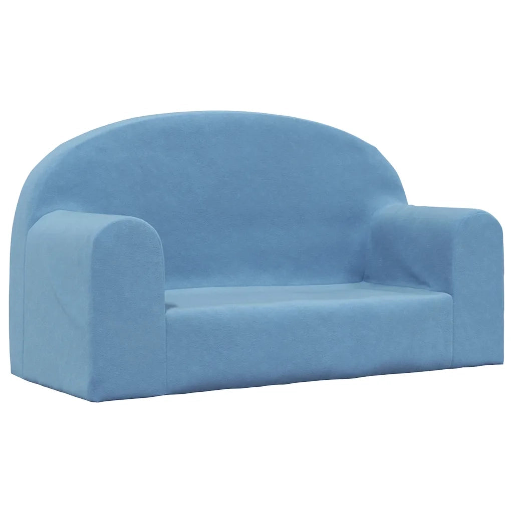 Divano per Bambini a 2 Posti-Sofa-Divanetto Blu in Morbido Peluche 513496