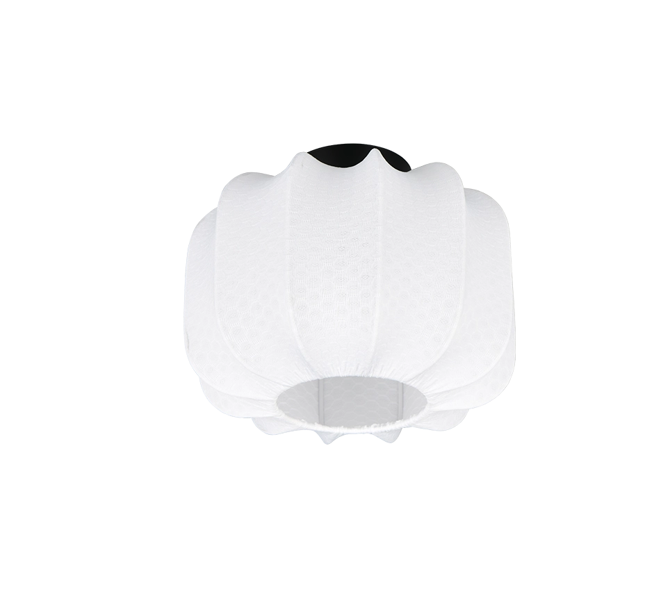 Plafoniera, tessuto e metallo, bianco e nero, D 25 cm, Madeline
