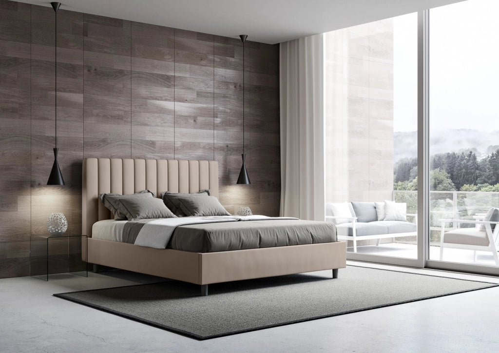 Letto Matrimoniale Francese 140x190 cm con Rete Agueda Tortora