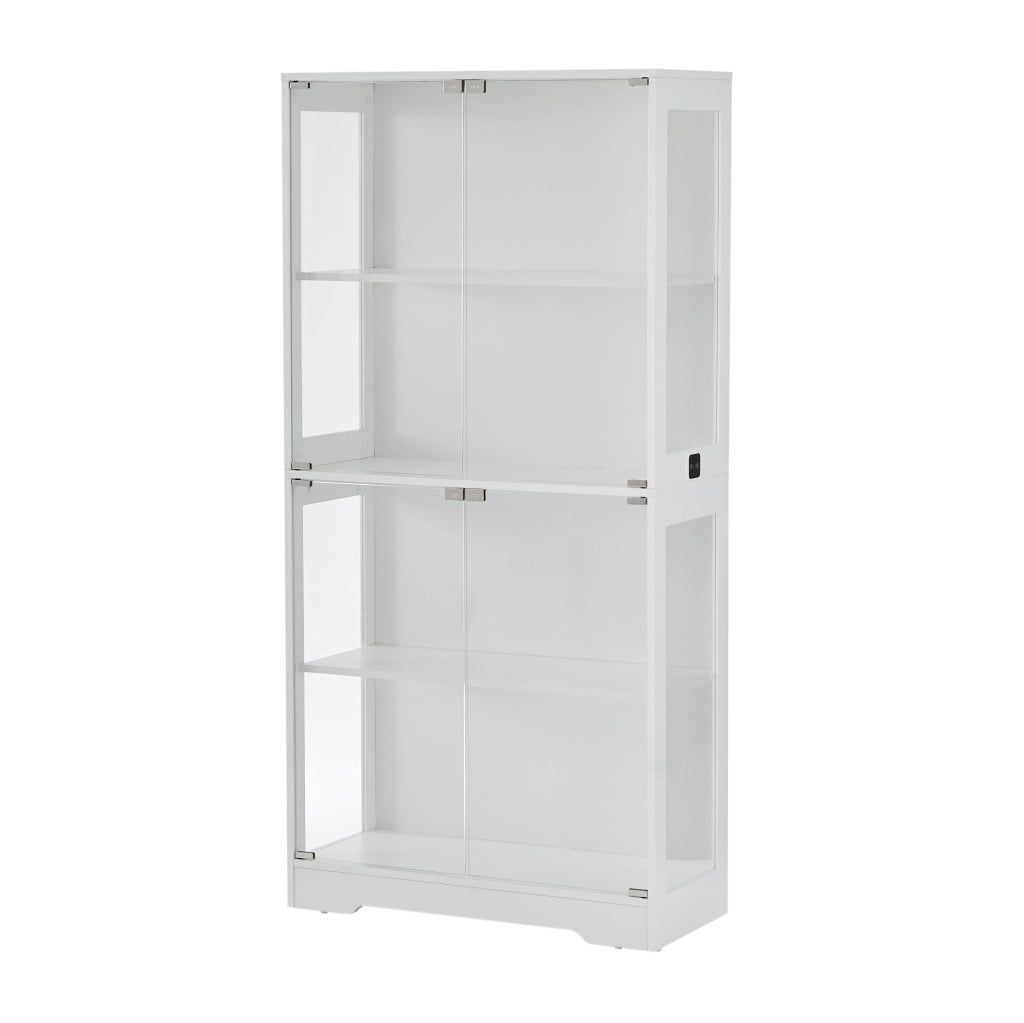 Vetrina in vetro 80x35x165 cm con LED e sensore di movimento bianca HOMVRA