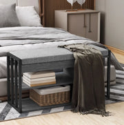 Panca Porta Scarpe con 3 Ripiani, Grigia, 86x30x45 cm, per Ingresso e Soggiorno