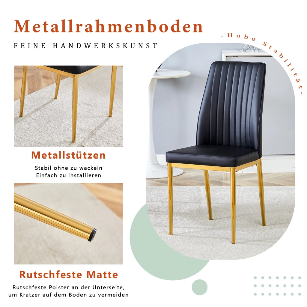 SEDIA Set da 4 pezzi 80x50x46,5 cm PU Nero/Oro