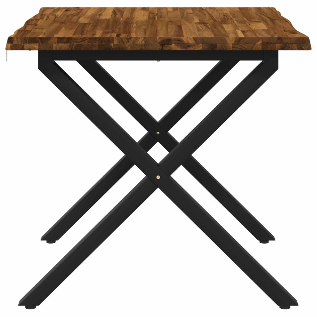 60 x 55 x 75 cm Legno di Acacia Massello Naturale e Nero 938649