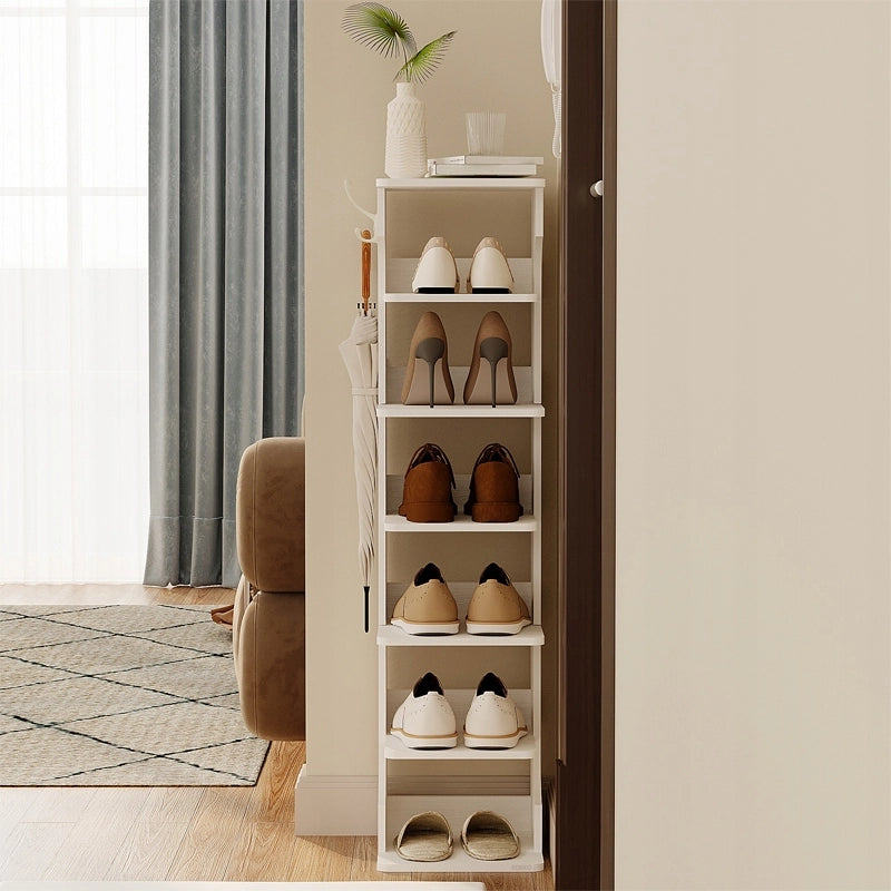 Scarpaia stretta bianca scaffale 6 livelli loft con ganci