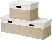 Organizzatori di stoffa pieghevoli per pannelli - Scatole a cassetta sovrapposte - Organizzatore per armadi casa e ufficio - Deserto - Dimensioni extra grandi - 44 x 31 x 29 cm - 3-pack
