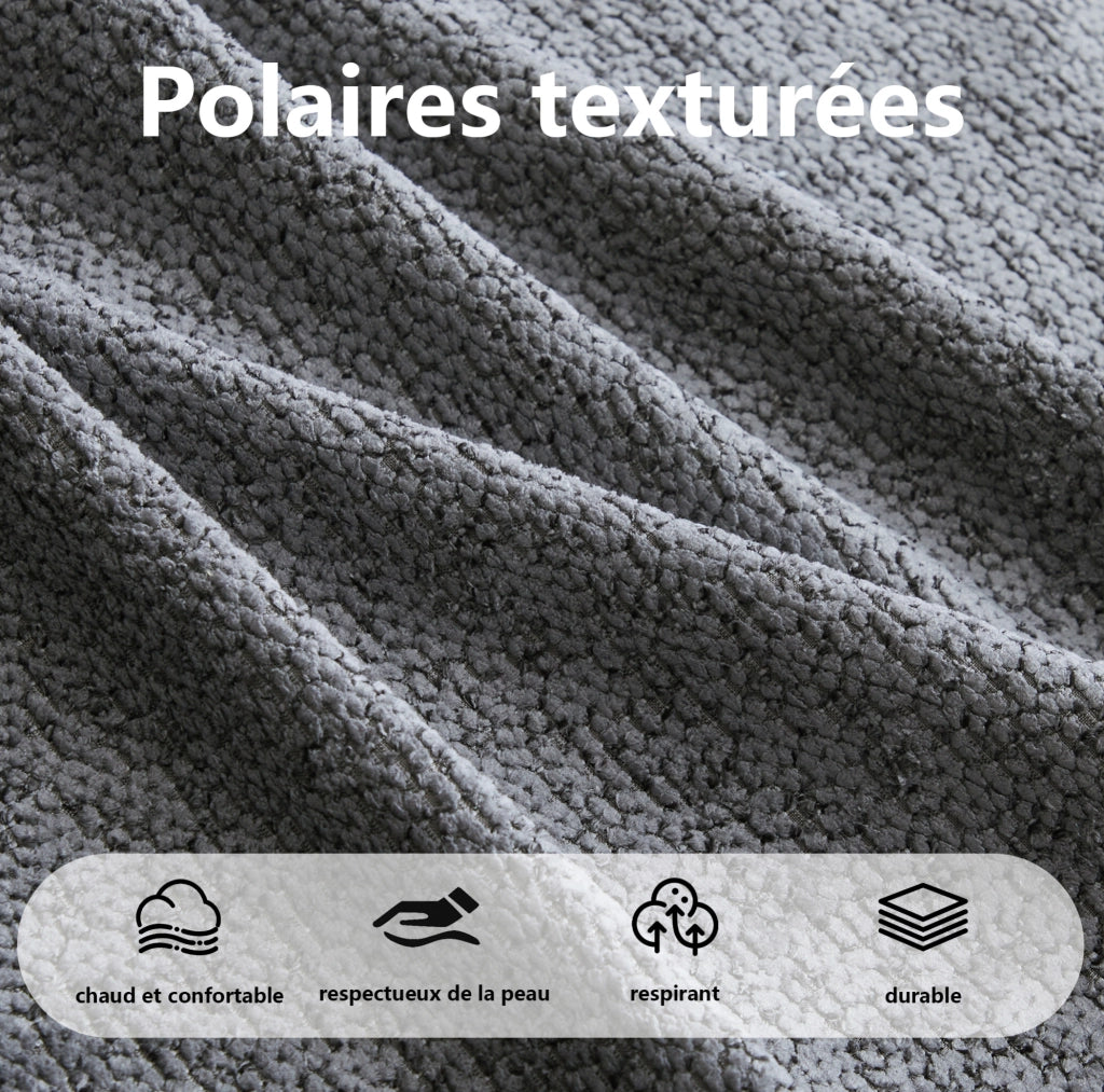 Divano modulare 4 posti con pouf, imbottitura in schiuma ad alta densità 32D, rivestimento in fleece grigio, ideale per soggiorno