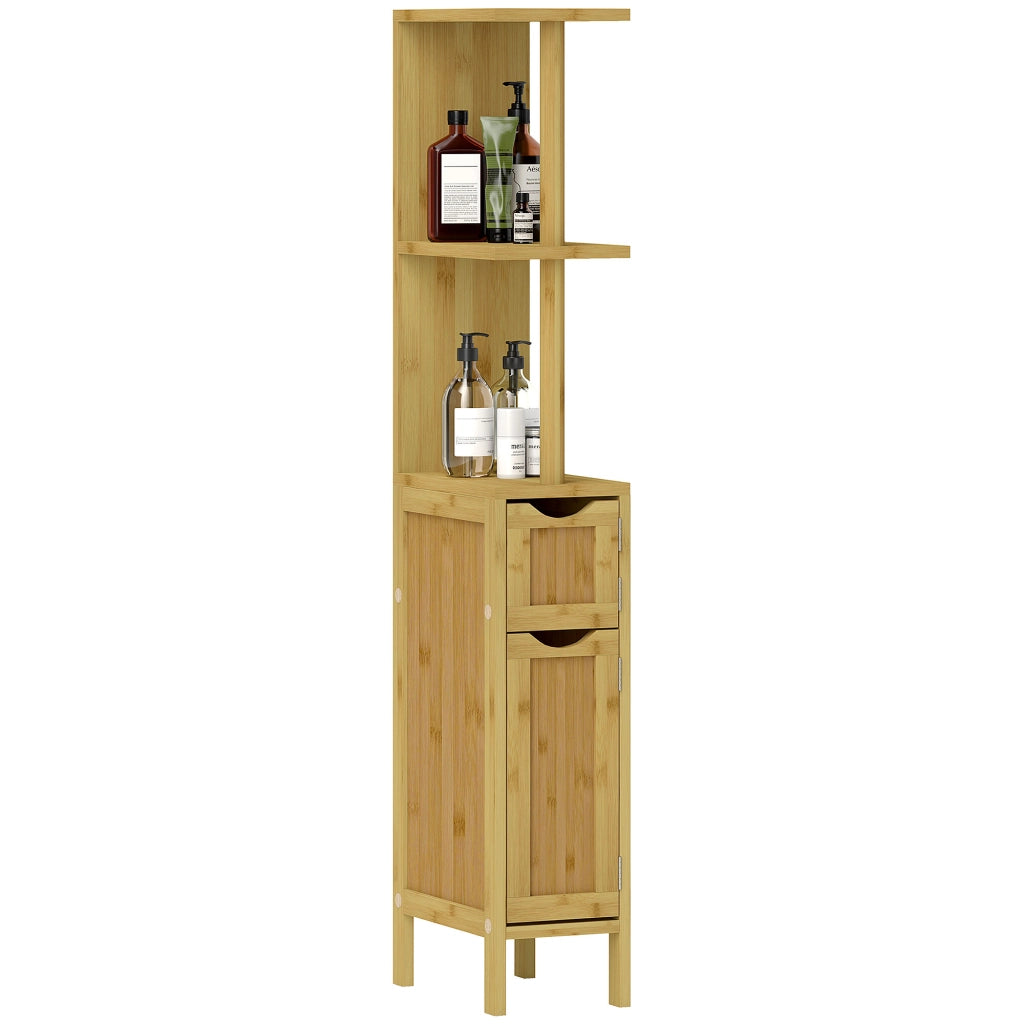 Colonna Bagno con Ripiani e Ante ¨C Minimal ¨C Bamb¨´ Naturale 18x30x120 cm