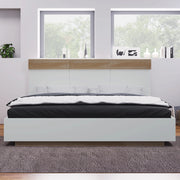 Letto matrimoniale 180 × 200 cm con rete a doghe e testiera in legno bianco e rovere Sonoma sospeso