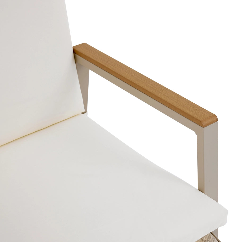 Set di 2 sedie da esterno beige con braccioli e cuscino