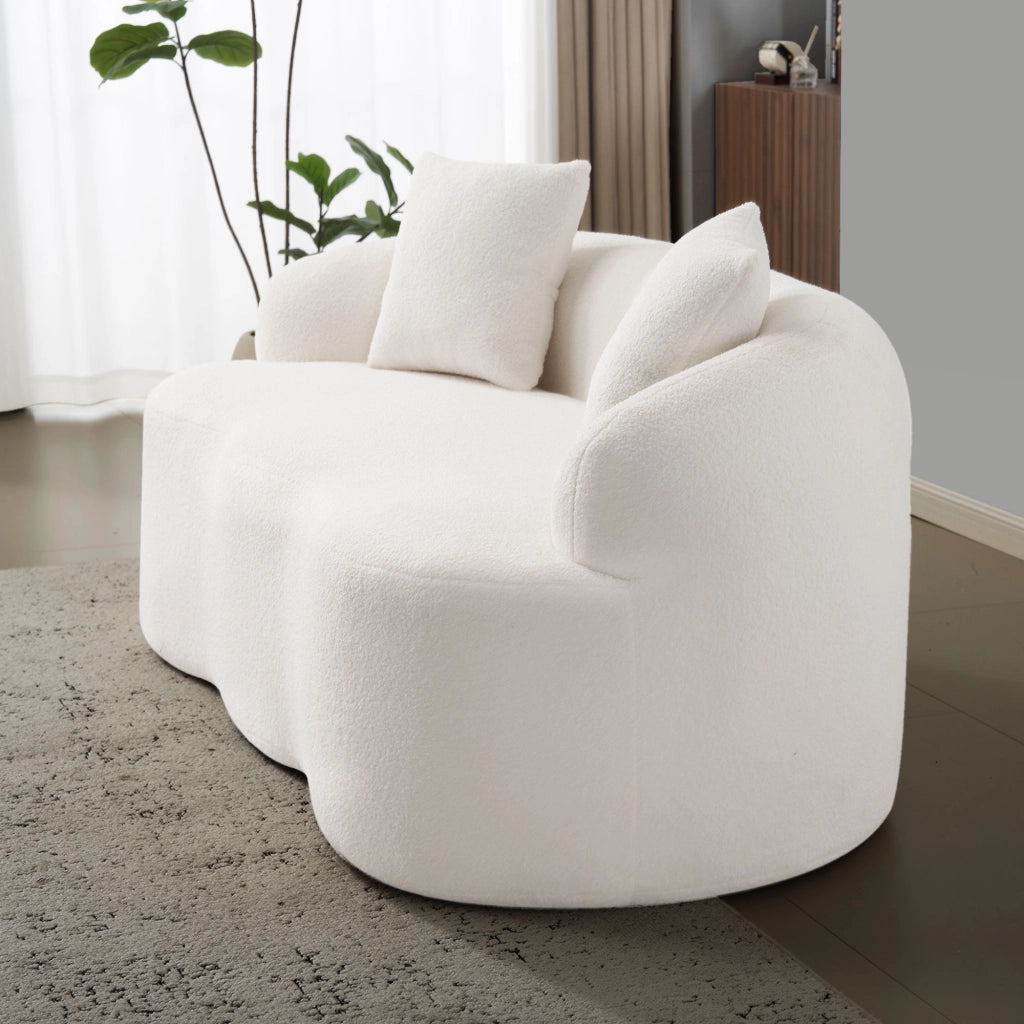 Divano Loveseat 2 Posti con Cuscini e Braccioli Rotondi ¨C MINIMAL ¨C Crema