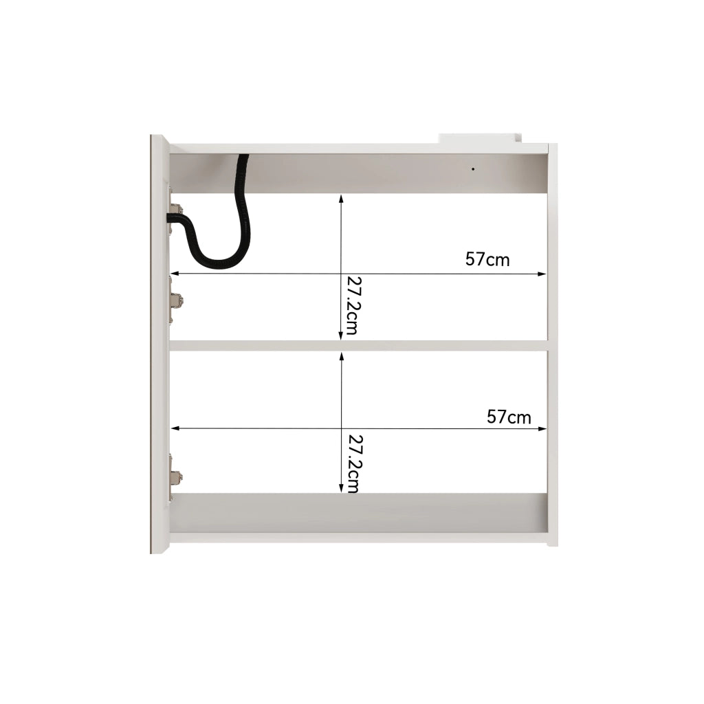 Armadietto da bagno a parete con specchio e illuminazione LED in MDF e vetro bianco larghezza 60 cm