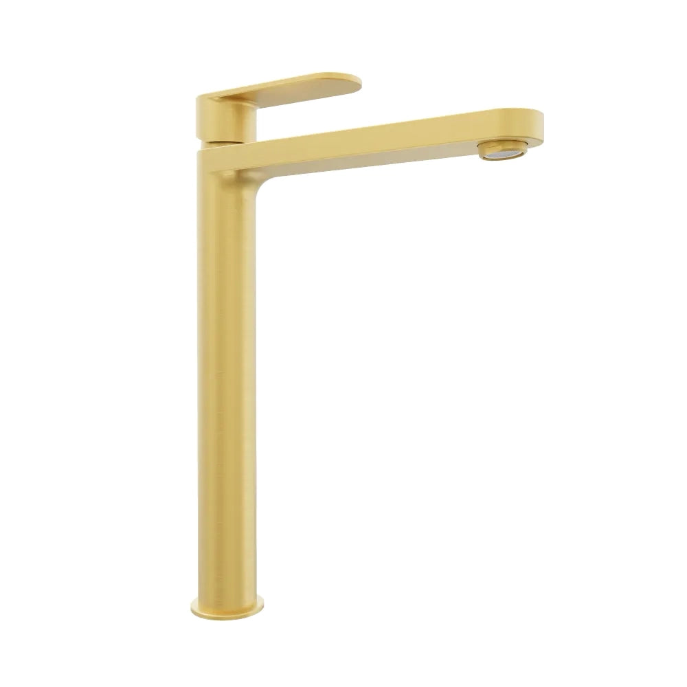 Set miscelatori lavabo alto bidet miscelatore doccia con deviatore oro spazzolato | Margot