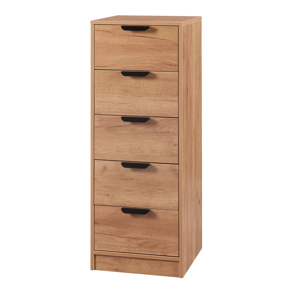 Comò Varkaus con 5 Cassetti - Effetto Rovere [en.casa]