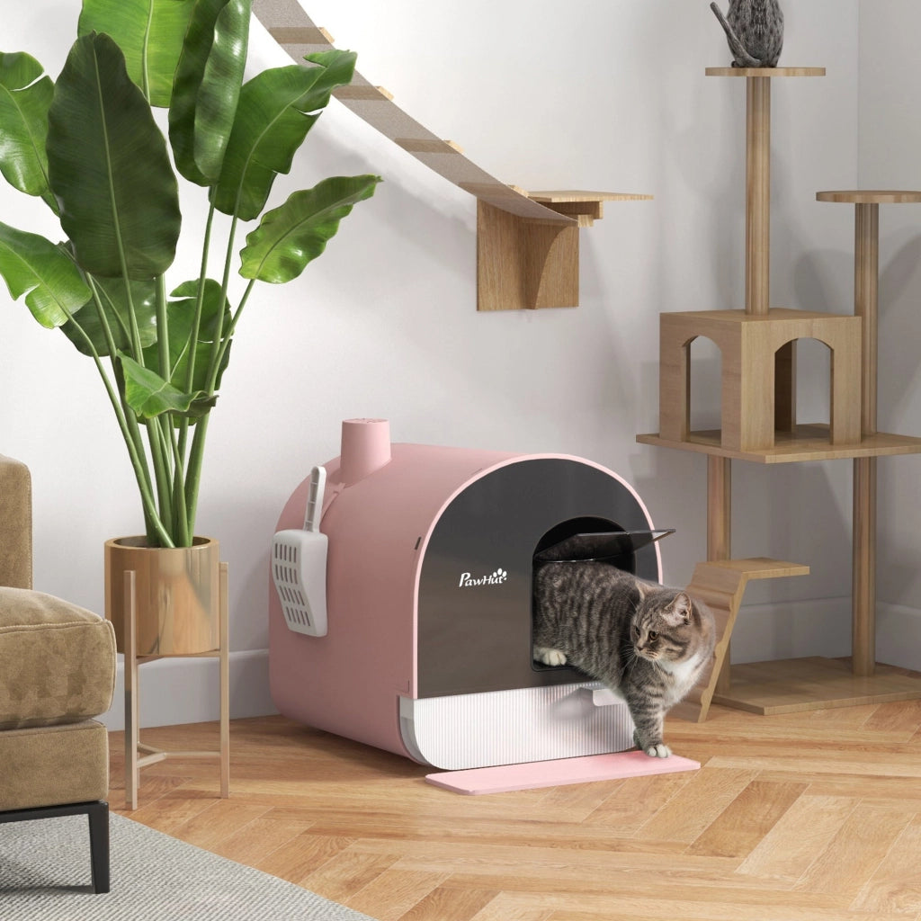 Lettiera per Gatti Chiusa con Filtri 43x44x47 cm Paletta e Vassoio in PP Rosa