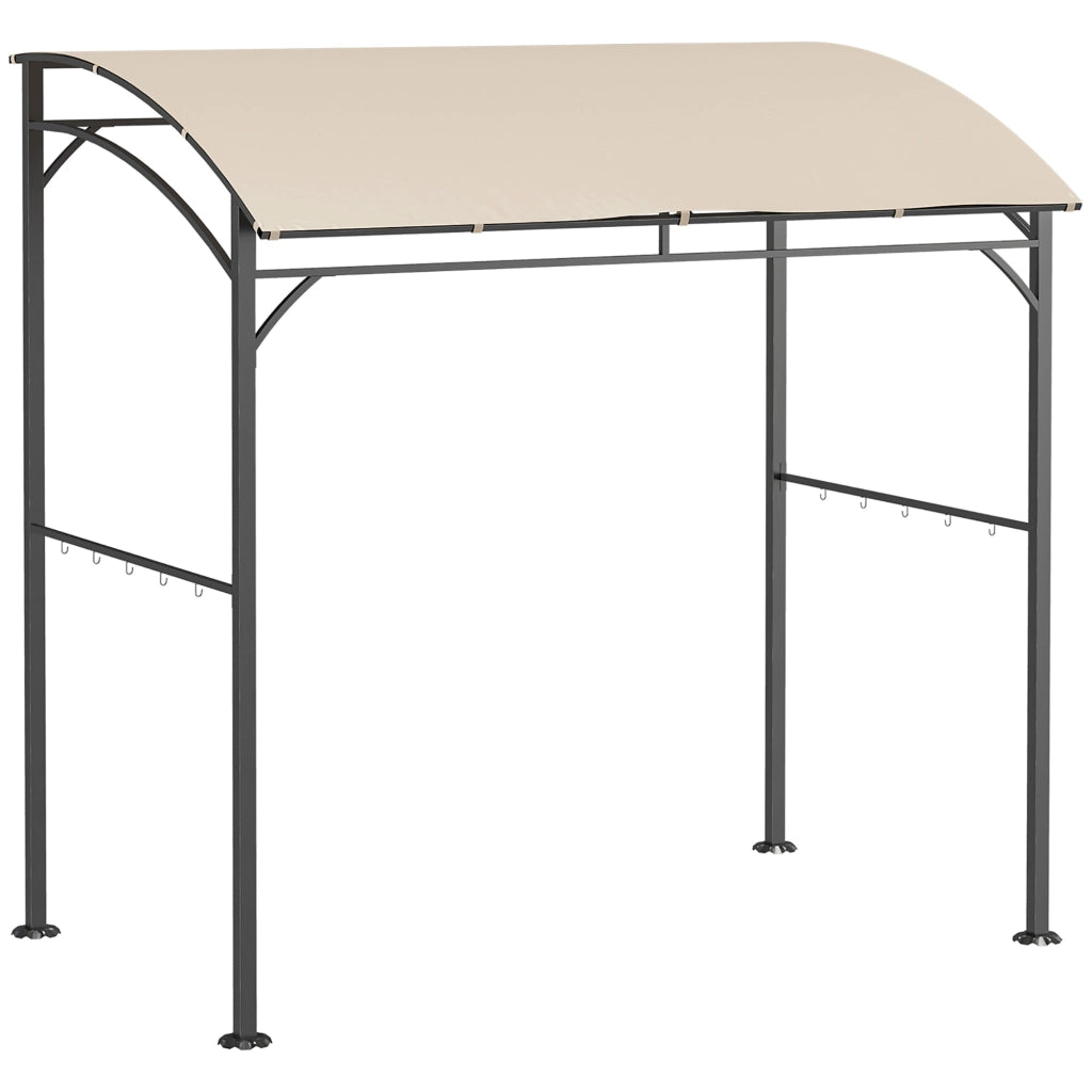 Pavillon per barbecue con 10 ganci telaio in metallo e poliestere beige per cucina outdoor 215 × 150 × 220 cm