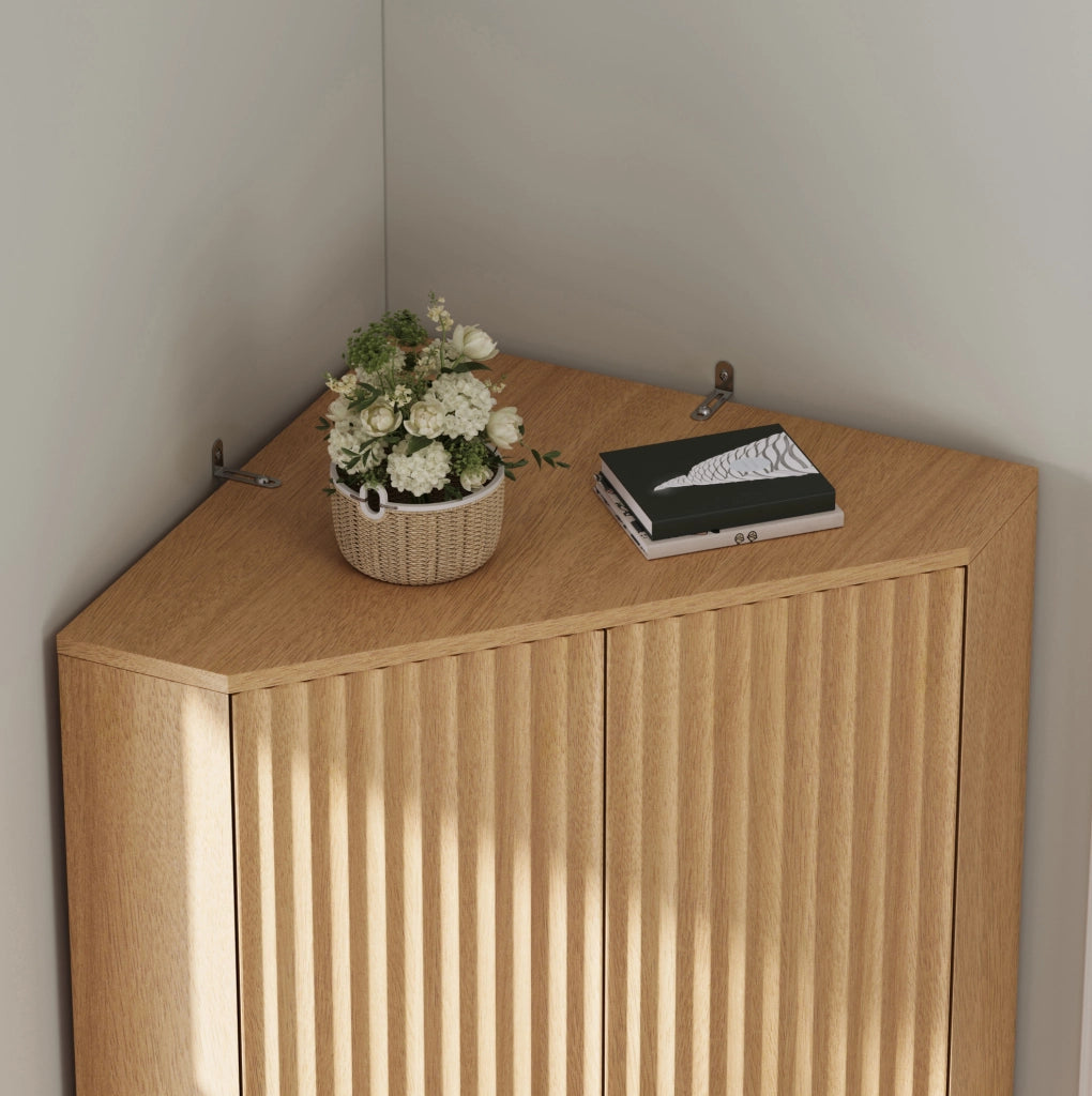 Mobile angolare con 4 ante e ripiani regolabili in MDF, 60 × 60 × 172 cm