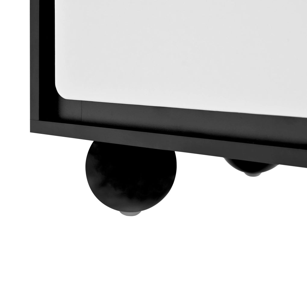 Cassettiera moderna bianca e nera con 6 cassetti, 140 cm