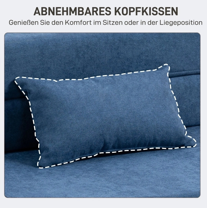 Poltrona letto pieghevole 3 in 1 blu scuro con cuscino