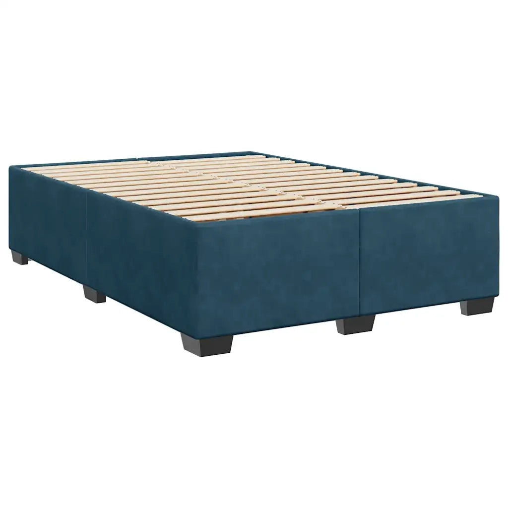 Giroletto a Molle con Materasso Blu Scuro 140x190 cm in Velluto 3285285