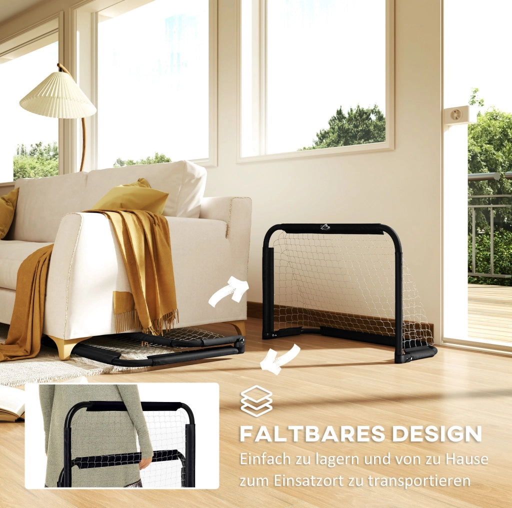 Set di 2 porte da calcio pieghevoli 90x36x60 cm in metallo nero