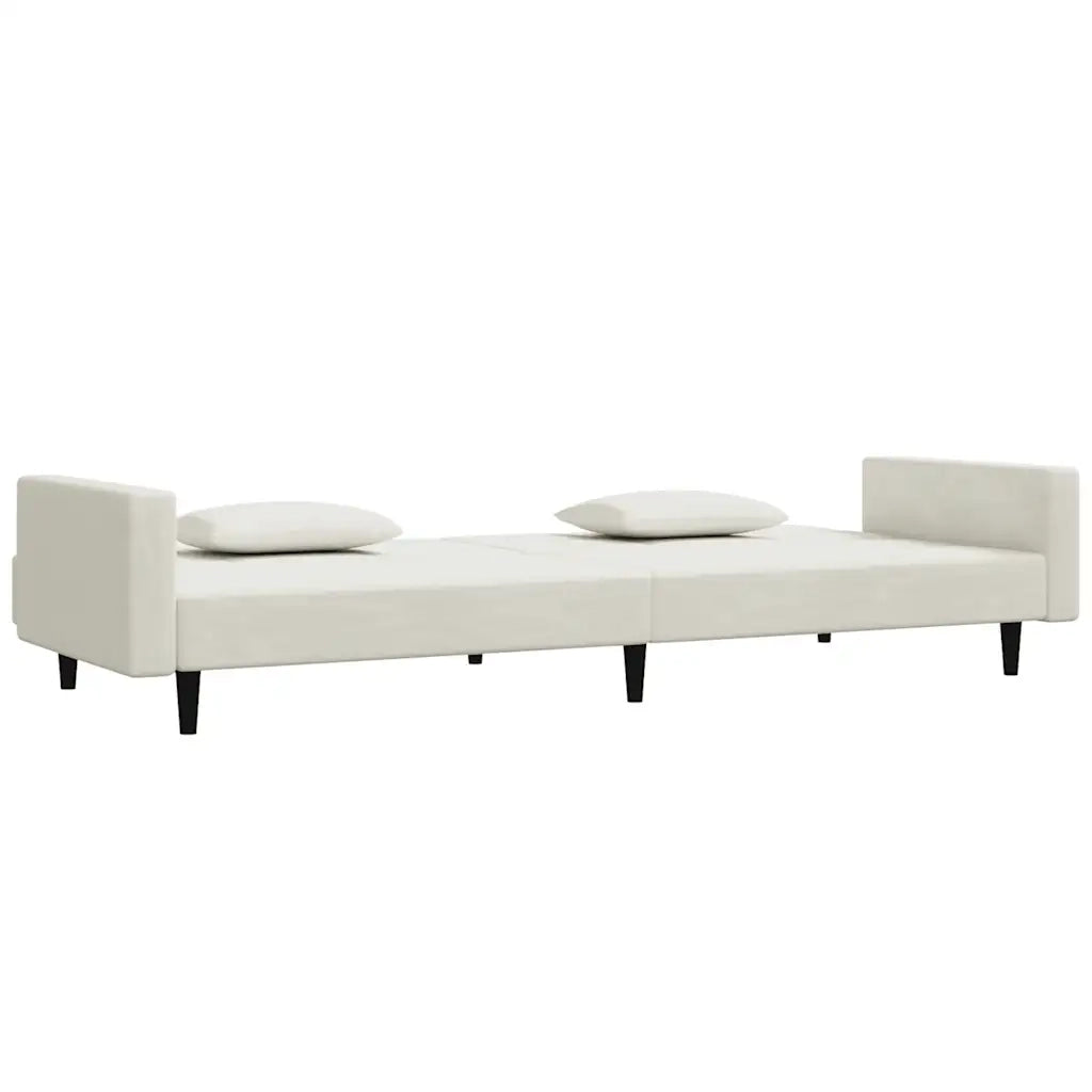Divano letto | Sof¨¤ letto | Letto singolo a 2 Posti con 2 Cuscini Crema in Velluto