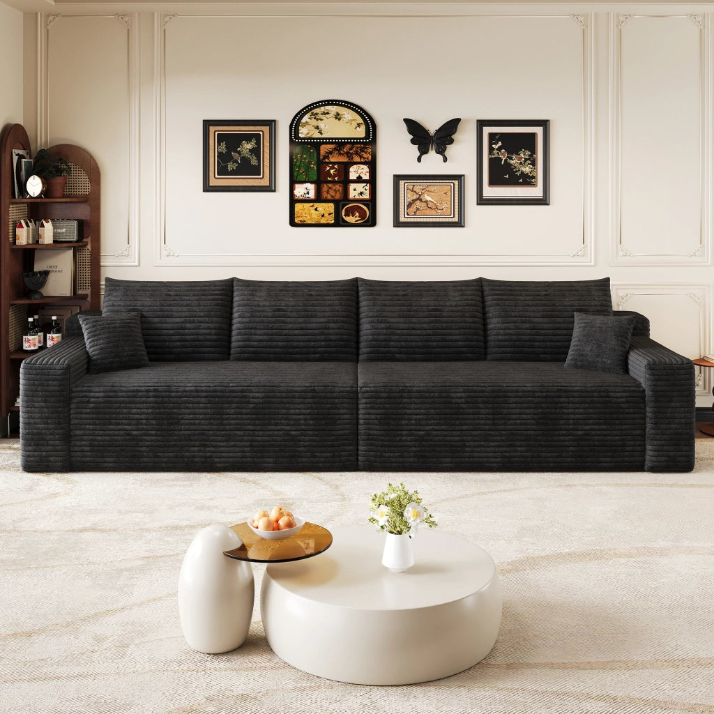 Divano modulare con design minimale e senza montaggio - in tessuto a coste - nero