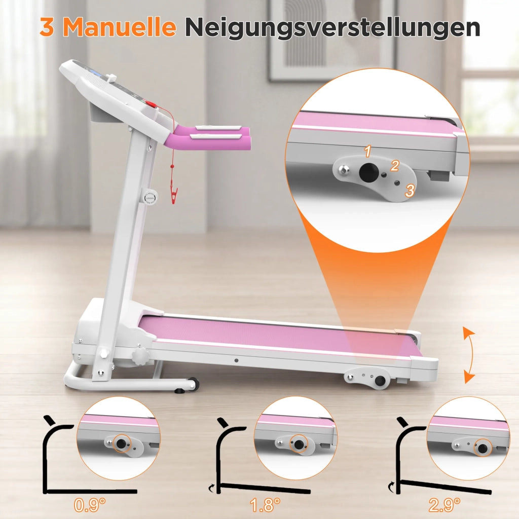 Tapis Roulant Elettrico Pieghevole 2,5 CV con Inclinazione e Maniglie, Compatto per Casa, Portatile, Capacità 120 kg