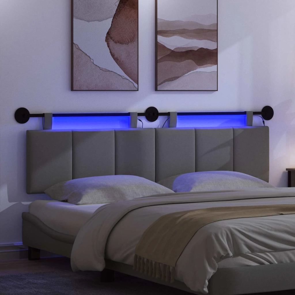 Testiera | Testata sospesa Con luce LED Grigio Scuro Tessuto