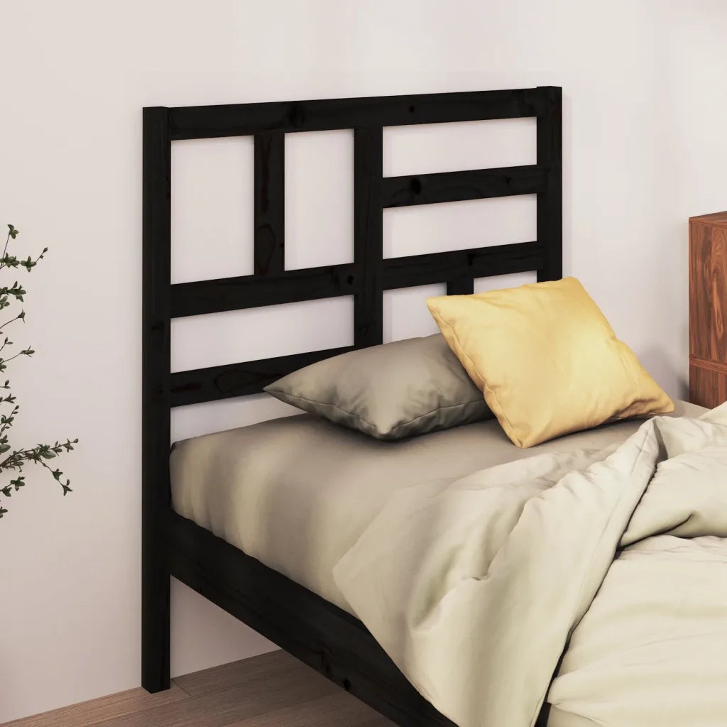 Testiera per Letto Nera 81x4x104 cm in Legno Massello di Pino 818169