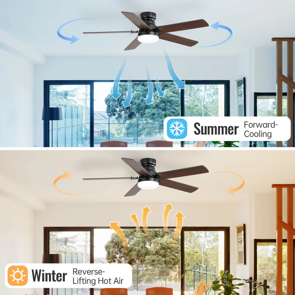 Ventilatore da soffitto 42" con LED 18W, telecomando, motore DC silenzioso, timer e funzione memoria luce