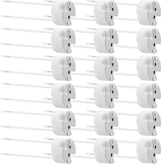 Fitting ceramica GU5.3 con cavo silicone 14 cm - 12 V-250 V 2 A max - 100 W - Fitting per lampada alogena GU5.3 - Fitting per lampada MR16 - Fitting per lampade alogene - 30 pezzi.