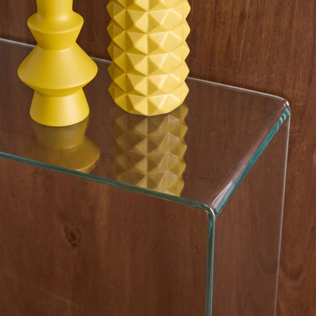 Console rettangolare in cristallo temperato, 110cm, transparent