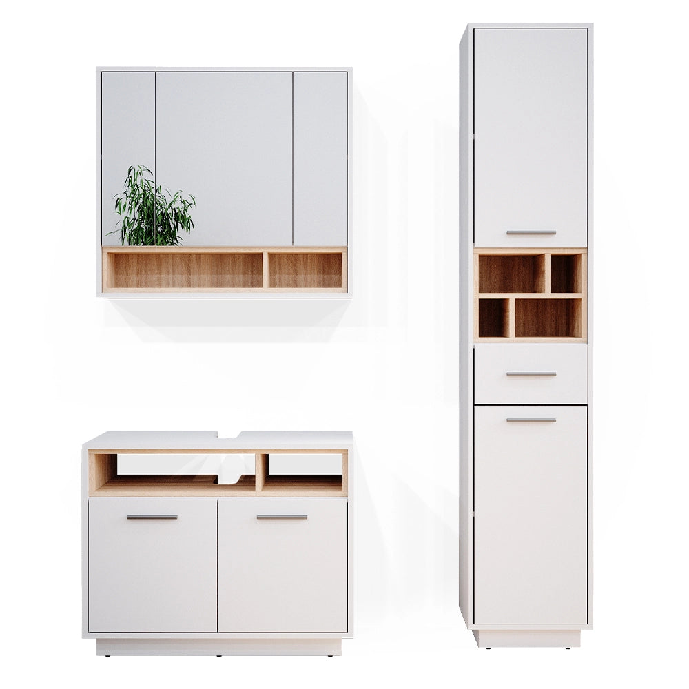 Vicco Set mobili bagno Bianco 3 parti, con colonna