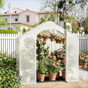 Serra a tunnel con telo in PE 140 g/m² e struttura in acciaio bianca con apertura avvolgibile 200 × 80 × 200 cm