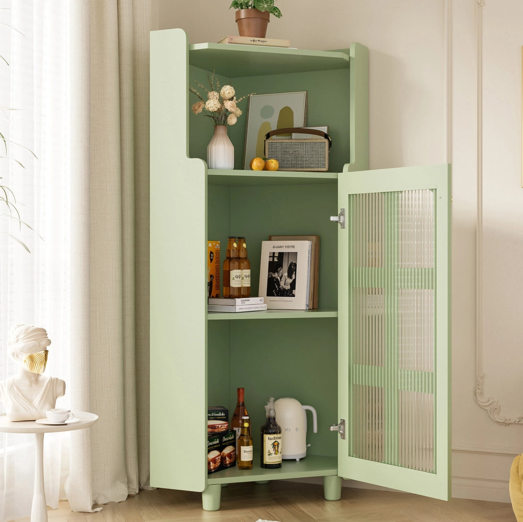 Mobile angolare 63,5x124 cm con LED controllati tramite app in MDF verde