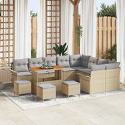 Set Divano da Giardino con cuscino 13 pcs Beige polyrattan