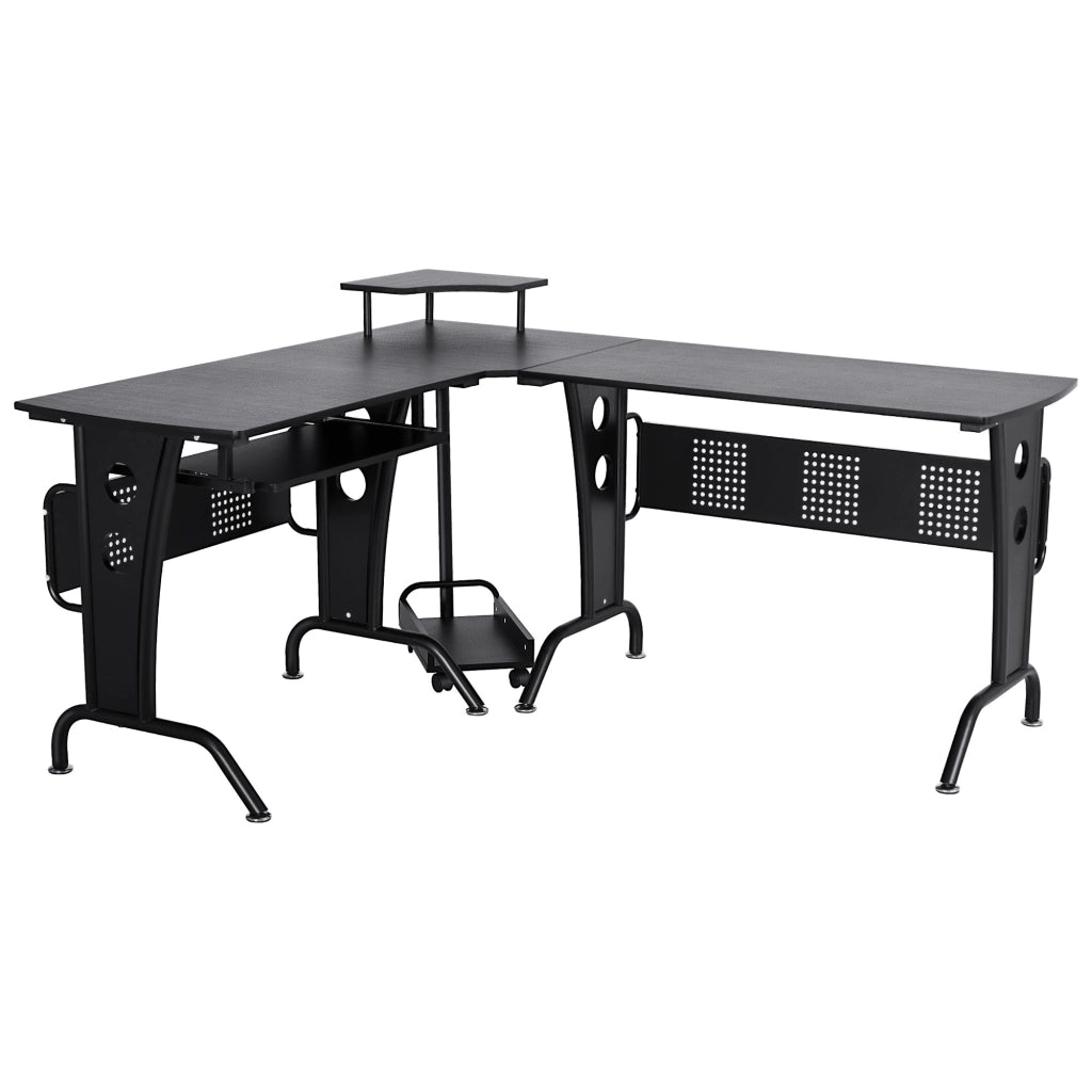 EasyComfort Scrivania Gaming Angolare Salvaspazio Ripiano Tastiera Estraibile Nera