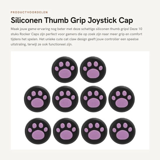 Manopola con Design di Gatto - 10 Pezzi - Capocannoni con Presa di Silicio - Design di Artiglio di Gatto - Antiscivolo - Leggero - Resistente agli Urti - Capocannoni di Joystick