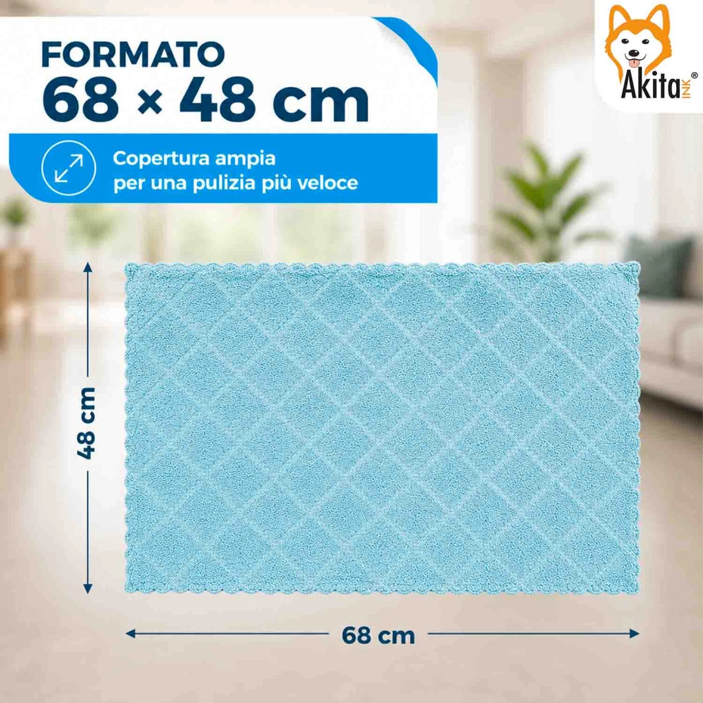 Akitaink 3 Panni Pavimenti Microfibra Damasco 48x68 cm