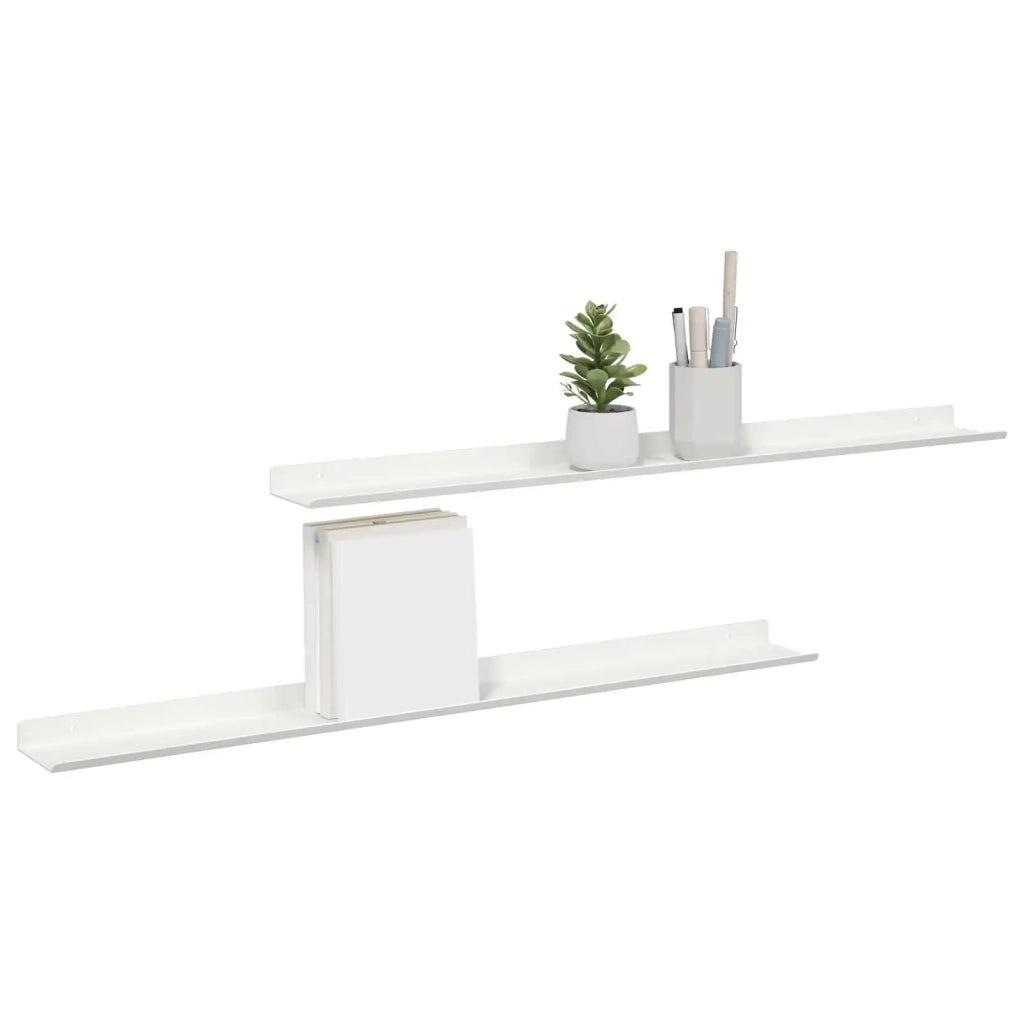 Mensola sospesa 2 pcs Bianco 80 x 9 x 2,5 cm Acciaio 8003982