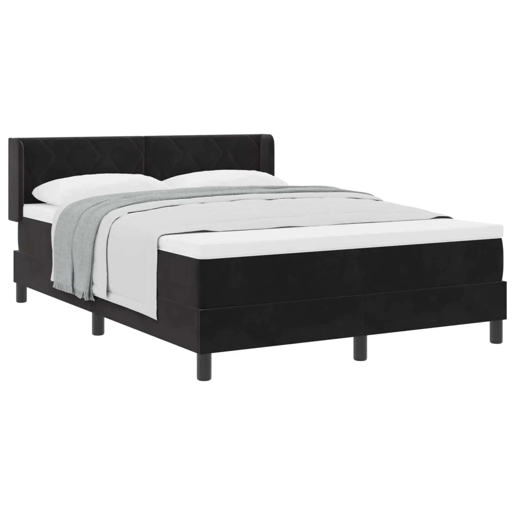 Letto a molle con materasso Nero 200 x 140 cm Poliestere
