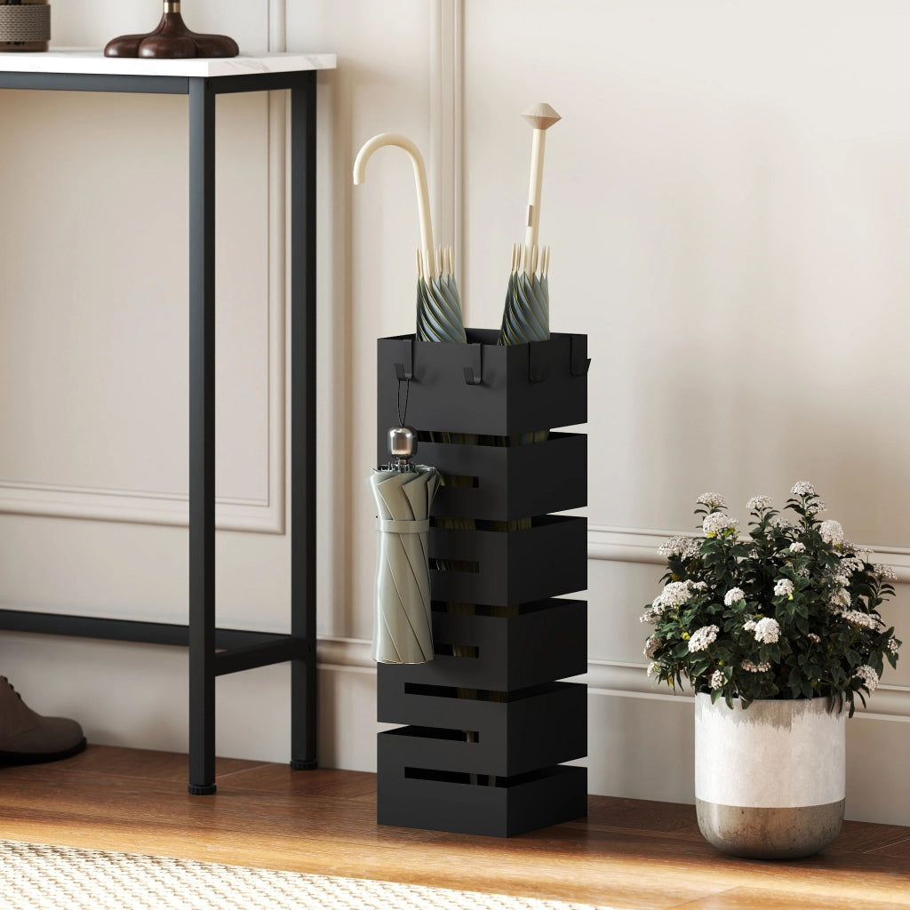 Portaombrelli ¨C Minimal ¨C Nero, Acciaio, 8 Posti
