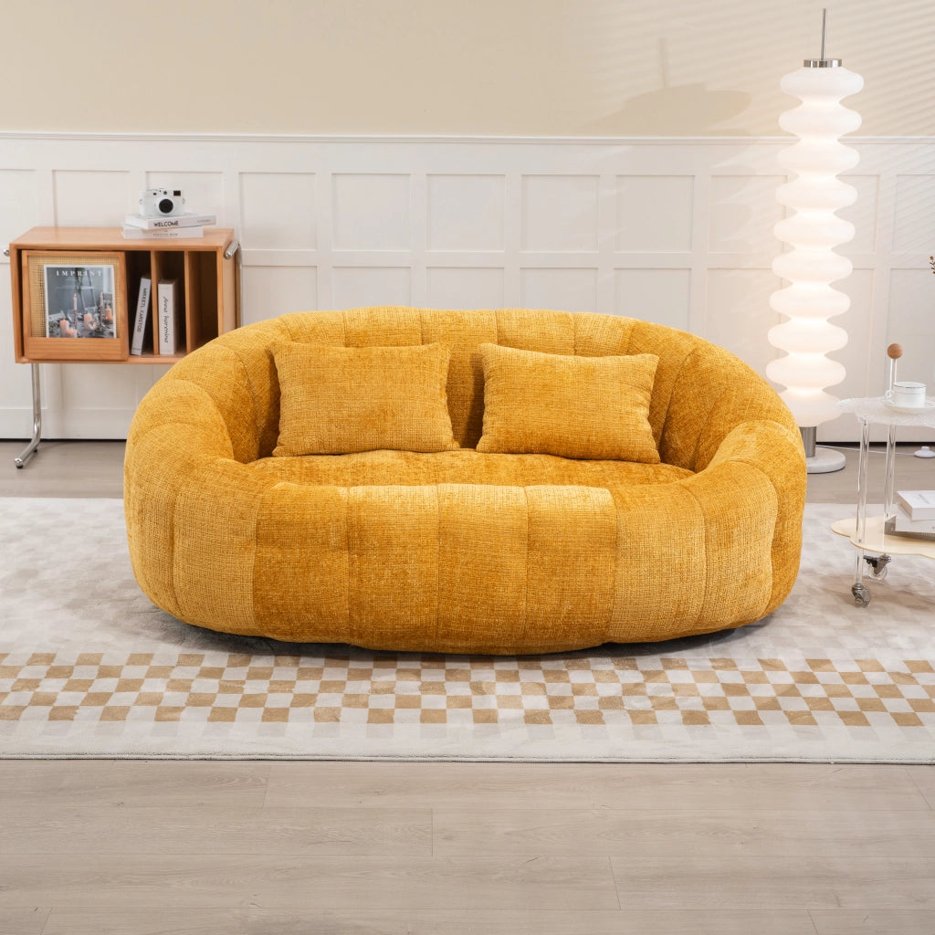 Divano relax in ciniglia gialla 150x95x63 cm; senza installazione