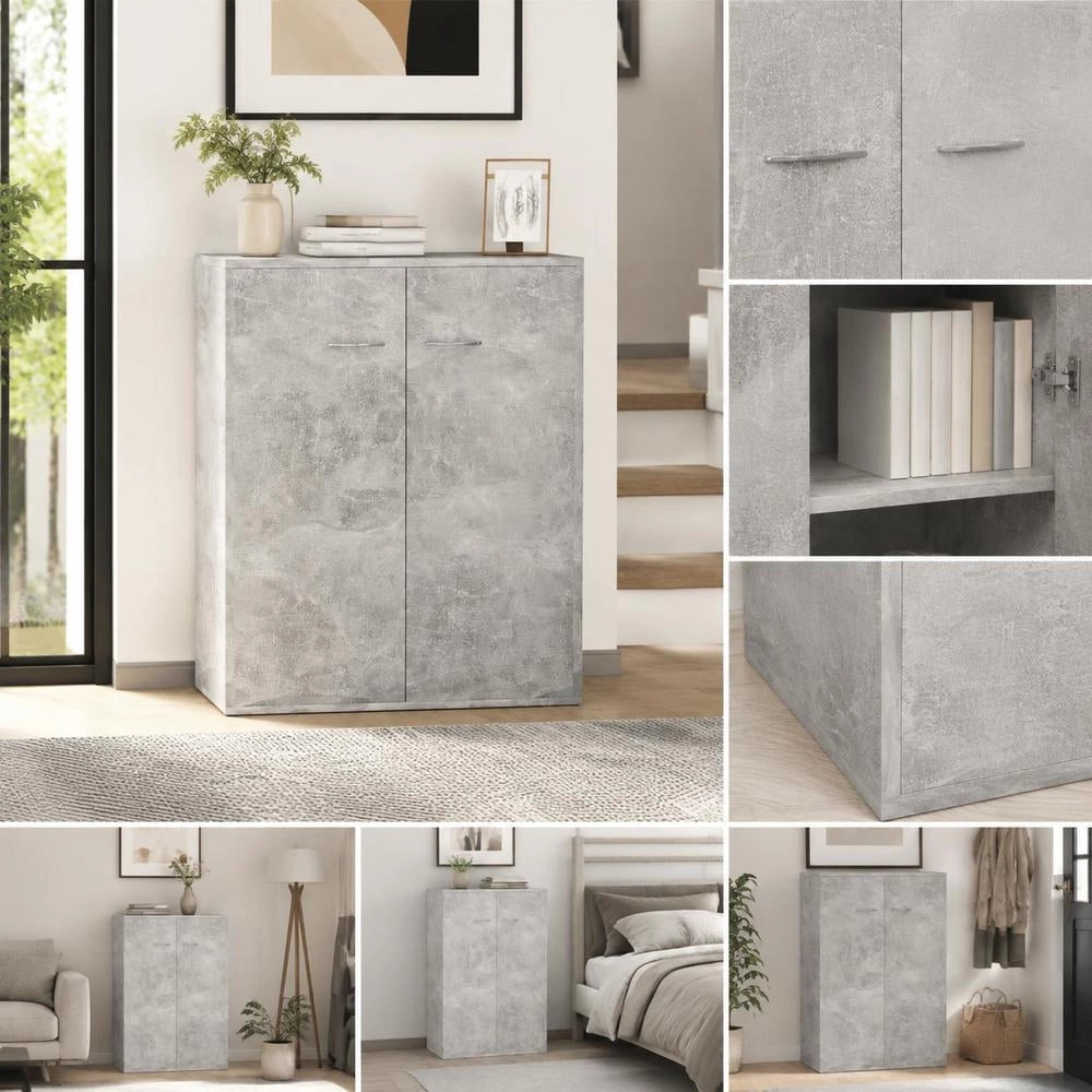 Sideboard Concrete Grey 60x30x75 Cm Wood Material