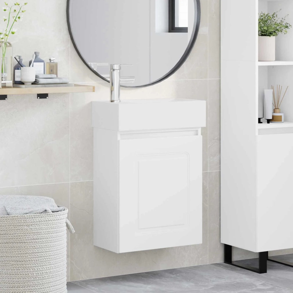 Mobile Bagno | Armadio da bagno con rubinetto Bianco 45,5 x 22,5 x 84 cm