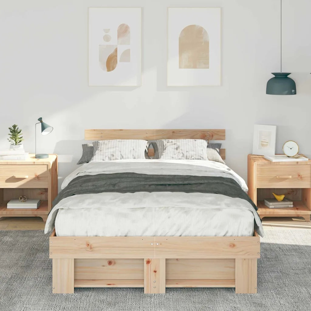Letto matrimoniale | Letto per adulti | Struttura del letto Marrone 120 x 190 cm Pino massello
