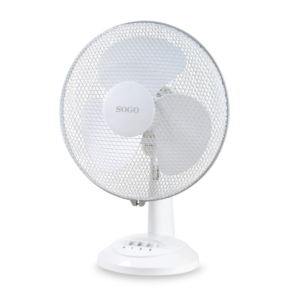 Ventilatore da tavolo oscillante 12 pollici, 3 velocità regolabili, inclinazione verticale 35W casa ufficio - SOGO