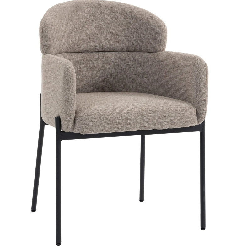 Poltrona lounge in chenille marrone chiaro con gambe in metallo